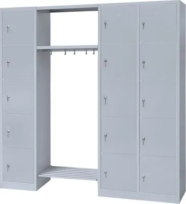 Produktbild von Schließfachgarderobe Fächerschrank Garderobe mittig 15 Fächer grau 525540 rechts