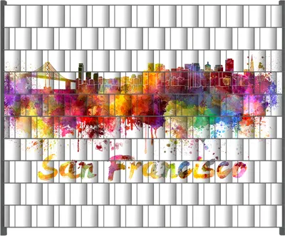 Produktbild von Wallario Zaunsichtschutz mit Motiv Städte als Aquarell - Skyline von San Francisco für Ein- und Doppelstabmatten Zäune in der Größe 250 x 200 cm