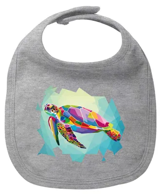 Produktbild von Huuraa Baby Lätzchen Wasserschildkröte Colorful Heather Grey Klettverschluss Baumwolle Latz Geschenkidee