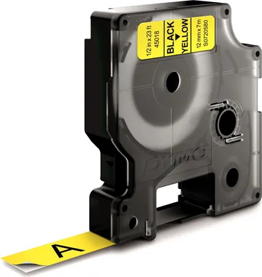 Produktbild von DYMO D1 - Standardetiketten - Schwarz auf Gelb - 12mm x 7m
