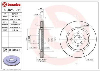 Produktbild von Bremsscheibe BREMBO 09.D253.11
