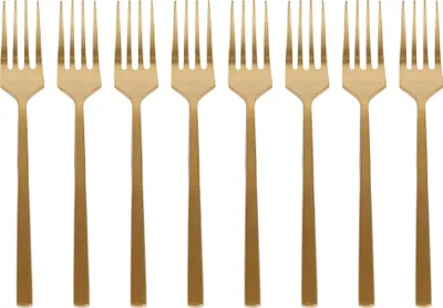 Produktbild von Kuchengabeln aus Edelstahl – 15 cm – Gold – 8er-Pack