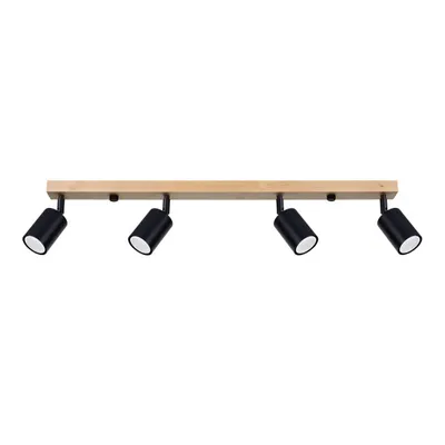 Immagine prodotto di Lampada a soffitto VERDO 4 nero 4xGU10 10W acciaio/legno 17.5x65x96cm Sollux Lighting