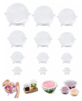 Silikondeckel, 12 Stück, 6 Größen, elastisch, luftdicht, für Schüsseln
