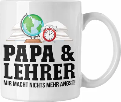 Produktbild von Trendation - Papa und Lehrer Tasse Geschenkidee Vater für Lehrer Geburtstag Vatertag Spruch Geschenkidee (Weiß)