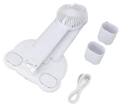 Obrázek produktu pro LED stolní lampy s ventilátory, držákem na tužky, čtyřbodovým dotykovým ovládáním, plynulým stmíváním, skládací stolní lampa pro studium, čtení, manikúru