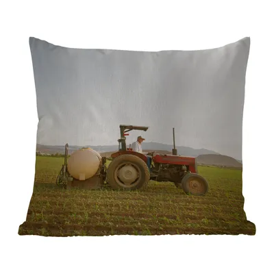 Obrázek produktu pro MuchoWow® Vnější polštář - Traktor - Farmář - Hory -50x50 cm- Odolnost proti povětrnostním vlivům - polštář do obývacího pokoje