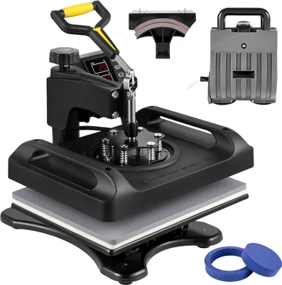 Zdjęcie produktu dla SucceBuy Prasa termiczna 15 x 15 cali Obracana o 360 ° Obrotowa czarna prasa do drukowania koszulek 5 w 1 1000W Sublimacja Podwójna rura DIY Czapki Płyty Kubki