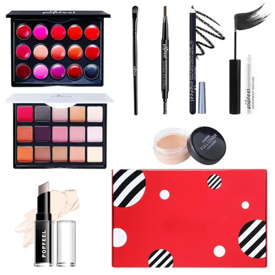 Produktbild von Schminkset 8 Teile Kosmetik Lidschatten Lipgloss Geschenkset für Frauen und Mädchen