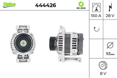 Produktbild von VALEO 444426 Lichtmaschine Generator LiMa 150A 28V passend für MERCEDES-BENZ ANTOS AROCS ACTROS MP4 / MP5
