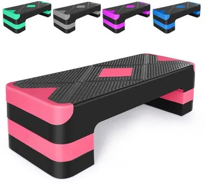 Produktbild von Aerobic-Stepplatte, höhenverstellbar, Stepper mit 3 Höhenstufen: 10/15/20 cm, rutschfest, Fitness-Steppbank für den Heimgebrauch
