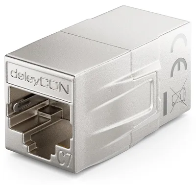 Produktbild von deleyCON RJ45 Kupplung CAT 7 10Gbps 600MHz Metall, 1 Stück - Silber