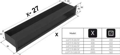 Immagine prodotto di Griglia di ventilazione LUFT 9x100 in acciaio inox Slim