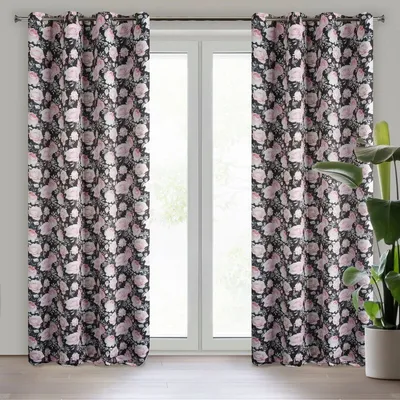 Produktbild von Vorhang BELLIS  dunkelblau rosa 135x250 cm Ösen Ösenvorhang