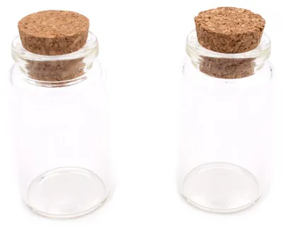 Produktbild von Vintageparts Glasflaschen zum Befüllen mit Korkverschluss 55 x 27 mm, 2 Stück