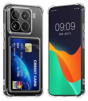 Produktbild von kwmobile Hülle mit Kartenfach kompatibel mit Xiaomi 15 Pro - Handyhülle 15 Pro mit Kartenfach - Soft Case in Transparent