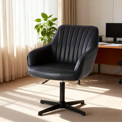 Obrázek produktu pro Kancelářská židle – Ergonomická kancelářská židle s bederní opěrkou – Otočná a výškově nastavitelná – Černá