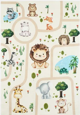 Produktbild von sweeek - Weißer Kinderteppich mit Tiermotiven