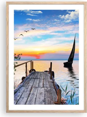 Produktbild von Gerahmtes Poster - Rahmen in heller Eiche - Brücke See - 50x70 cm - Wand Bild - Wanddeko - Wandbilder - Kunstposter - Wandposter - Bilderrahmen - Bilder - Kunstdruck - Wandbild - P2NPA50x70-4115