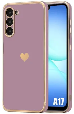 Image de Coque pour Samsung Galaxy A17 4G/5G, Protection Silicone Motif Cœur Antichoc Anti-Rayure Souple Violet