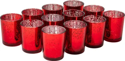 Produktbild von 12er Set Teelichthalter Weihnachten Glas Windlicht Weihnachten Teelichtgläser Teelichtglas Kerzengläser Weihnachtsdeko Teelicht Weihnachts Windlichter Glas Deko