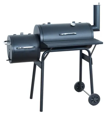 Tepro 1038 Mini Smocker Holzkohlengrill Wichita Grill Garten Grillwagen Smoker Thermometer Deckel Schwarz Holzkohlegrill Kohlegrill Barbecue Seitlicher Brennkammer 63x115x116cm Standgrill 4011964010383 1038