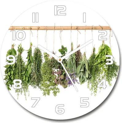 Produktbild von Wanduhr aus Glas 30fi Glasbild Glasuhr Gehärtetes Glas - weisse-zeiger - Herbs on a string
