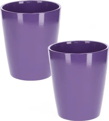 Produktbild von KOTARBAU® 2er Set Keramik Blumentopf Übertopf für Orchideen H 150mm ⌀ 120 mm Violett