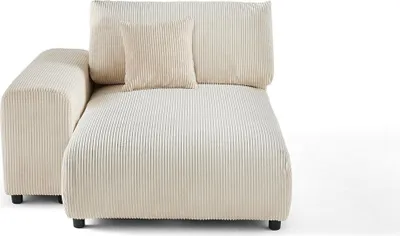 Image de Lisa Design Garance - module d'assise méridienne gauche - en velours côtelé , Beige