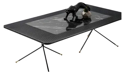 Image de Table basse moderne avec pieds métalliques, forme rectangulaire, couleur noire