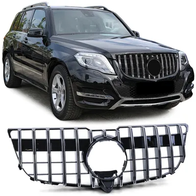 Sport Kühlergrill Schwarz Glanz Chrom passt für Mercedes GLK X204 Facelift 12-15 – Produktansicht
