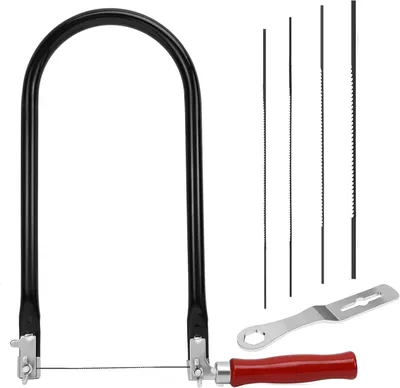 Produktbild von Figurensäge Set, 4 Sägeblätter (4#6#8#10#), Montageschlüssel, Sägebügel, für Holzschnitt