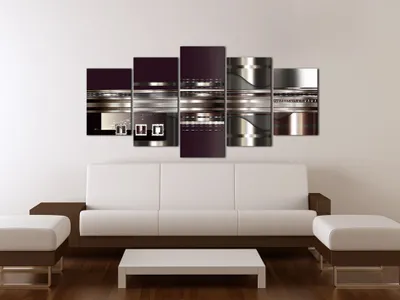 Image de Tableau acoustique Abstrait 200 x 100 cm Tableaux Mousse acoustique Absorbeur acoustique haute performance Isolation acoustique Toile 5 pièces Tableau mural Acoustique intérieure Isolation acoustique a-A-0194-b-n
