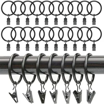Immagine prodotto di Anelli metallici per tende, 25 pezzi, 32 mm, a tubolare, neri