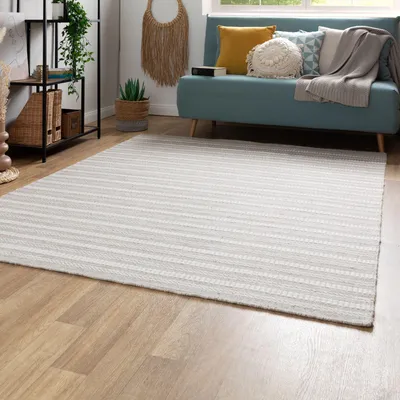 Produktbild von Steffensmeier Handweb Teppich Habo | Wolle (Schurwolle), Grau, Größe: 160x230 cm Wohnzimmer und Schlafzimmer