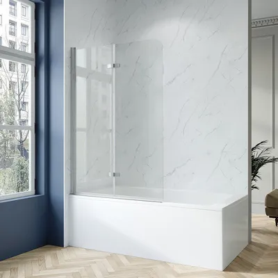 Produktbild von Badewannenaufsatz Faltwand 120x140 cm Duschwand Duschabtrennung für Badewanne 5 mm Einscheibensicherheitsglas mit Nano Beschichtung