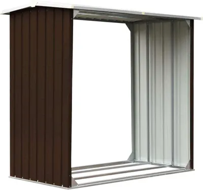 Zdjęcie produktu dla vidaXL Schowek na drewno opałowe Stal ocynkowana 172x91x154 cm Brązowy