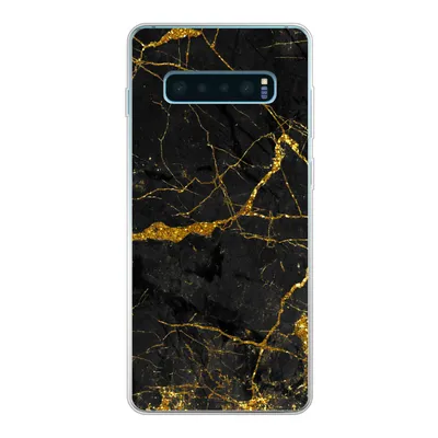 Produktbild von MuchoWow® Handyhülle Schutzhülle Hülle für Samsung Galaxy S10 Plus Marmor - Gold - Schwarz - Marmoroptik - Luxus - Glitzer Silikon Softcase Handy Hülle - Schutzhülle