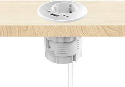 Produktbild von kalb | Energon Einbausteckdose rund, 1-fach 230V 16A, Möbel, weiß, USB-A & C
