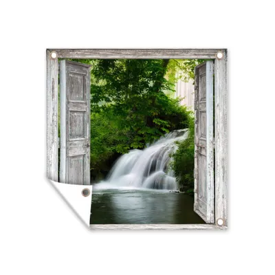 Obrázek produktu pro MuchoWow® Zahradní plakáty - Vodopád - výhled - krajina - 200x200 cm - Zahradní dekorace
