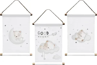 Produktbild von Wandbilder-Set Sleeping Little Bear 3er-Pack 20 x 30 cm 100% Baumwolle