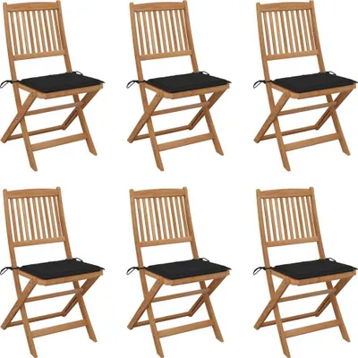 Produktbild von Klappbare Gartenstühle 6 Stk. mit Kissen Massivholz Akazie
