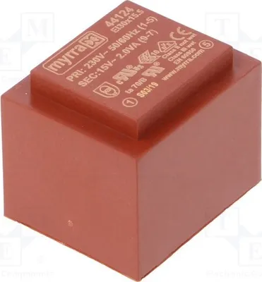 Obrázok produktu pre 1x Transformátor: krytý, 2 VA, 15 V, 133 mA, montáž: 44124 - transformátory, 230 V AC