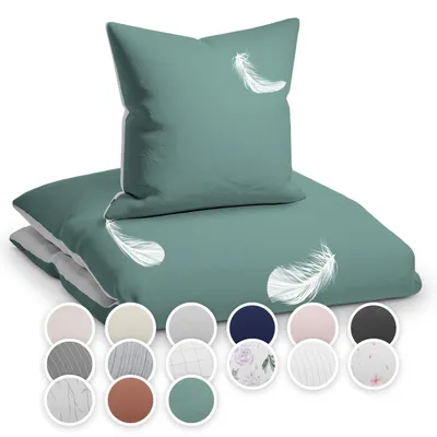 Produktbild von sleepwise Bettwäsche 200x200 Sommer Bettwäsche 3tlg- , Traumhaft Weich, Atmungsaktiv, Bügelfrei & Knitterfrei - Bettbezug Set aus weicher Mikrofaser mit 65x65cm Kissenbezüge, Graugrün/Hellgrau