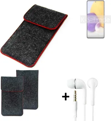 Produktbild von K-S-Trade Handy Schutz Hülle kompatibel mit Samsung Galaxy A72 Schutzhülle Handyhülle Filztasche Pouch Tasche Case Sleeve Filzhülle dunkelgrau