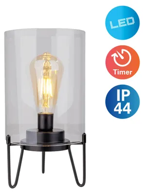 Zdjęcie produktu dla Bezprzewodowa lampa stołowa z wyłącznikiem czasowym Lampa stołowa z przydymionego szkła bez kabla Bateria 5308422