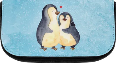Produktbild von Mr. & Mrs. Panda kulturtäschchen Pinguin umarmen - Eisblau - Geschenk, Umarmung Verliebt, Toilettentasche, Kulturbeutel, Kulturtasche, Hochzeitstag, Hochzeitsgeschenk