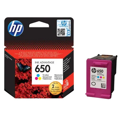 Produktbild von HP 650 Cyan/Magenta/Gelb Original Ink Advantage Tintenpatrone, Standardertrag, Cyan, Magenta, Gelb, Tinte auf Farbstoffbasis, 1 Stück(e), 200 Seiten