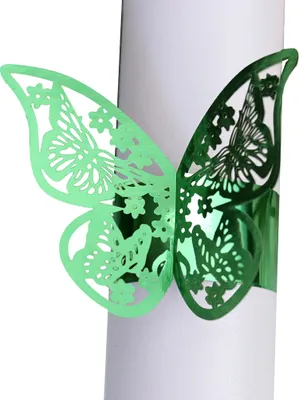Image de 50 pièces découpées au laser 3D papillons ronds de serviette en papier, papier jetable de mariage bande de serviette pour la maison cuisine repas douche nuptiale partie