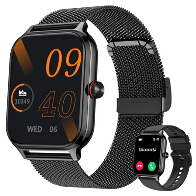 Produktbild von Blutdruck Smartwatch Damen Telefonfunktion 𝟏𝟎𝟎+ 𝐒𝐩𝐨𝐫𝐭𝐦𝐨𝐝𝐢 und 𝐈𝐧𝐭𝐞𝐥𝐥𝐢𝐠𝐞𝐧𝐭𝐞 𝐀𝐤𝐭𝐢𝐯𝐢𝐭ä𝐭𝐬𝐯𝐞𝐫𝐟𝐨𝐥𝐠𝐮𝐧𝐠 Schwarz